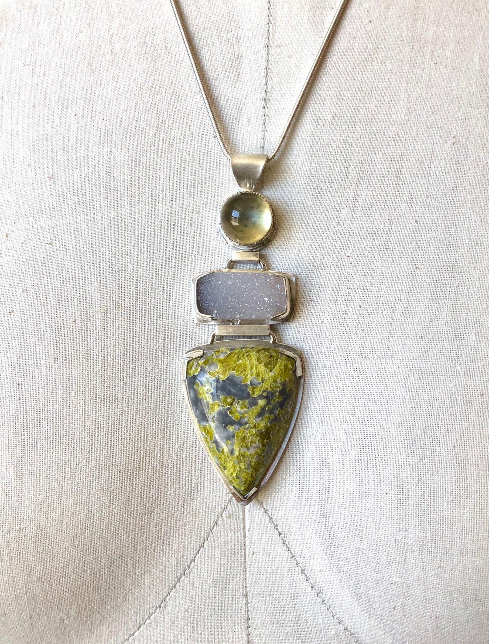 Gold filled chain and green druzy quartz necklace – CindyMitchellDesigns