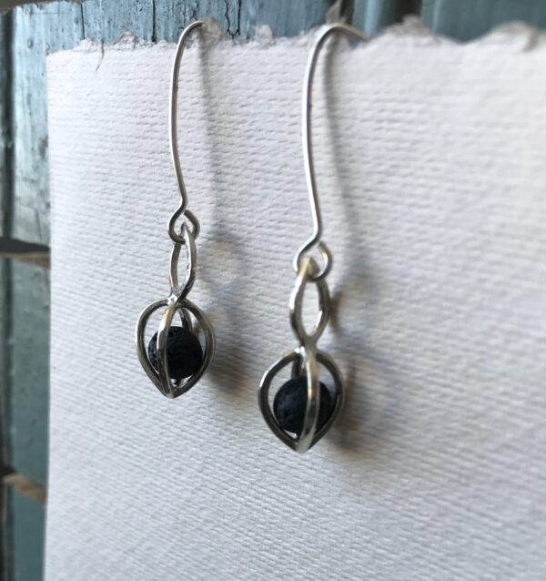 Gem Pod Earrings Lava Stone Essential Oil