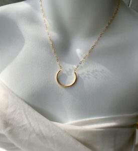 18kt gold sterling hoop necklace