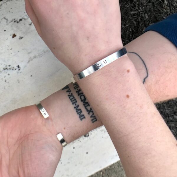Uni-sex love you cuff bracelet sterling