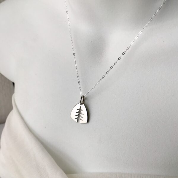 Silver Pine Tree Charm Necklace - Sterling