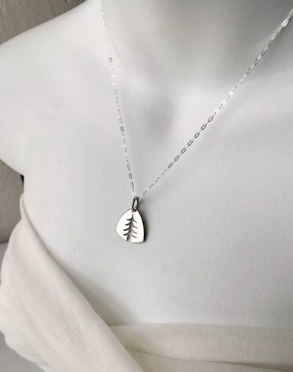 Silver Pine Tree Charm Necklace - Sterling