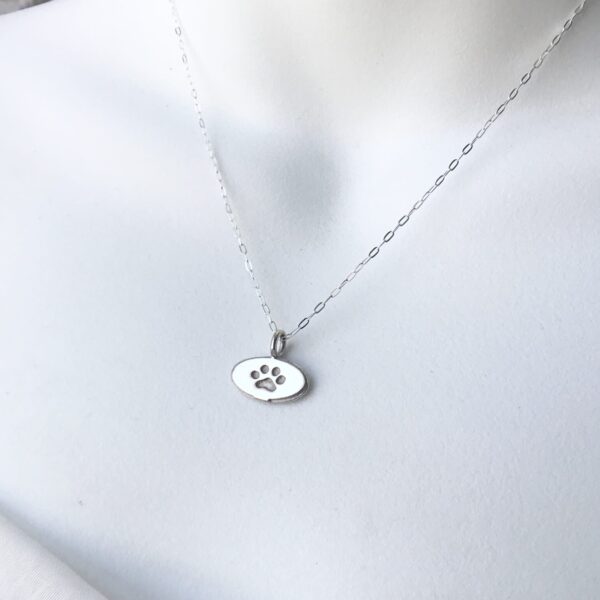 Paw Print Charm Necklace - Sterling Silver