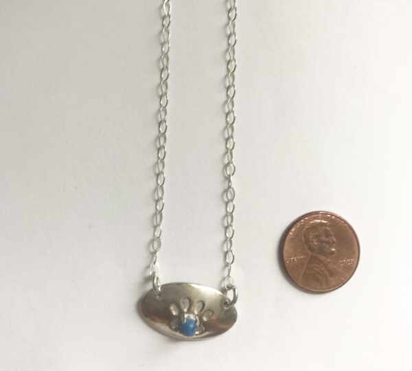 Forever Paw Print Charm Necklace with Healing Gem - Sterling Silver