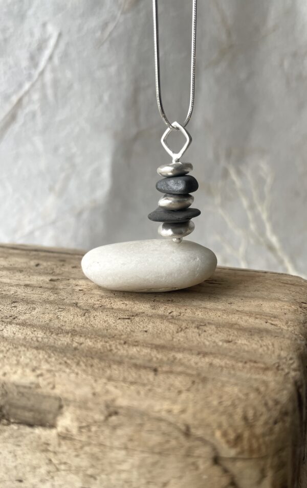 Zen Stonez Sterling Stacking stones necklaces