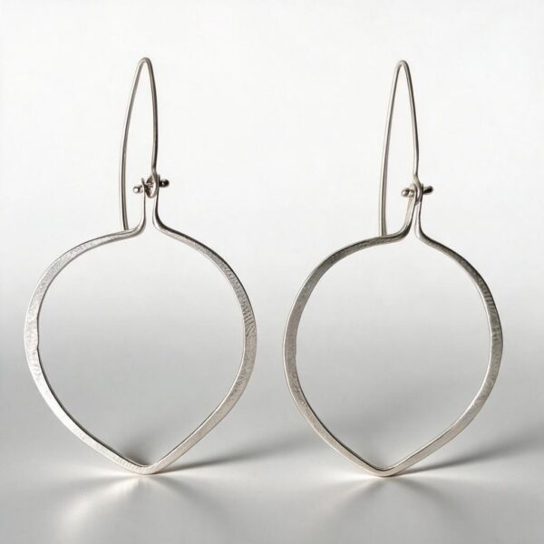 Hinged Hoop Tear Drop Earrings Lg. - Sterling feature