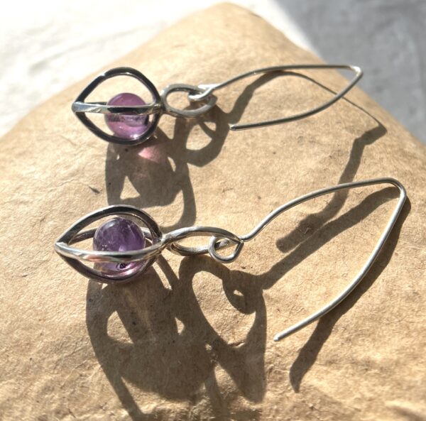 Sterling silver gem pod earrings