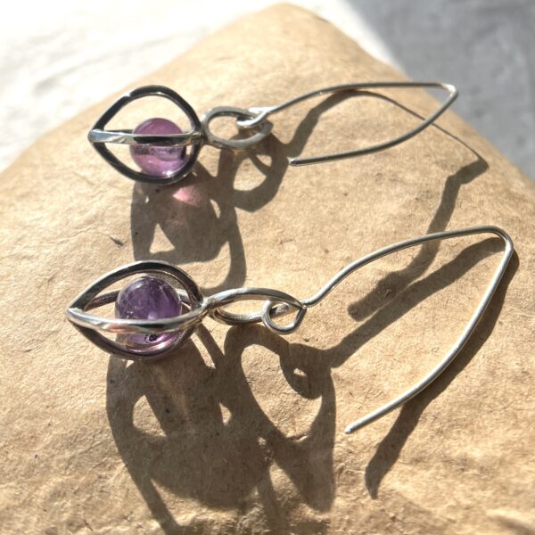 Sterling silver gem pod earrings