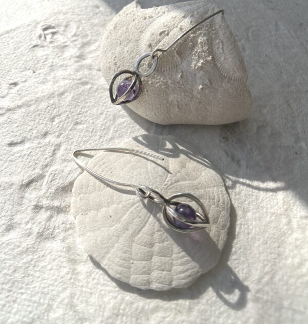 Sterling silver gem pod earrings