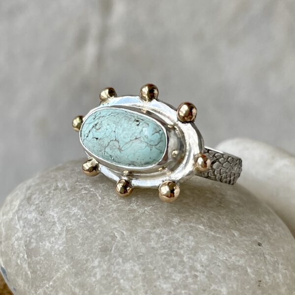 Turquoise sterling gold ring