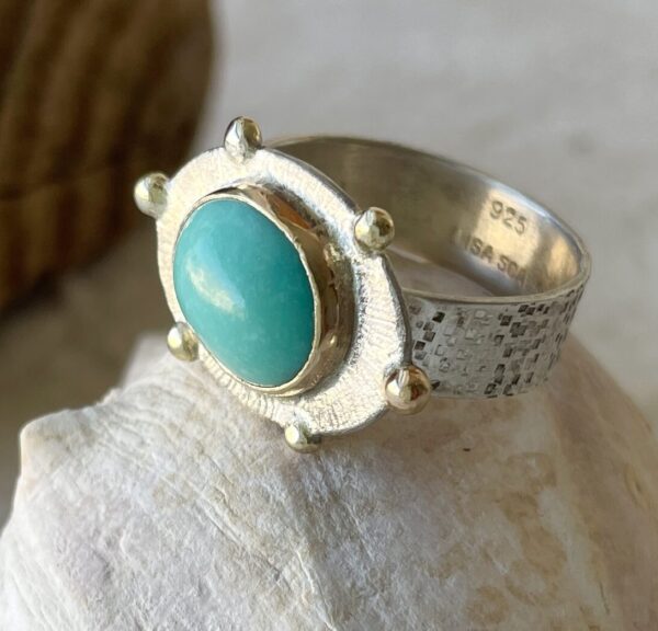 Turquoise sterling gold ring