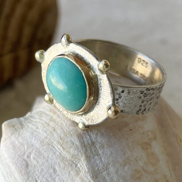 Turquoise sterling gold ring