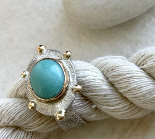 Turquoise sterling gold ring