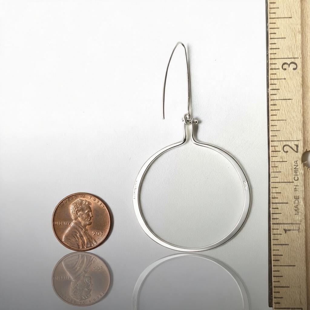 Sterling Hinged Hoop Earrings - Large measure