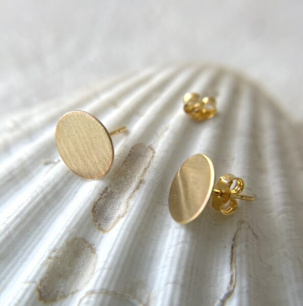Orecchini A Disco In Argento 925 Placcato Oro 18K – Borchie Rotonde Da 3mm A 10mm, Ipoallergenici