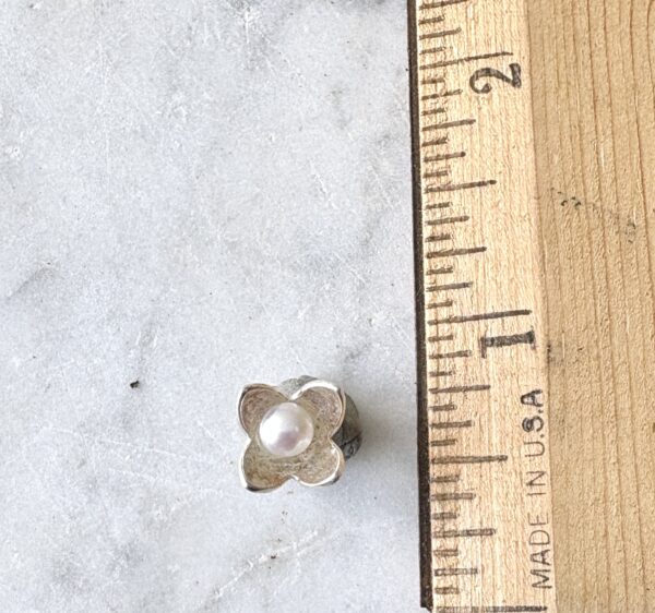 Bloom Pearl Stud Earrings, Flower Pearl Stud Sterling