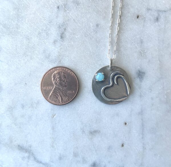 The SCAD heart Warrior Necklace in Sterling Silver, Amazonite