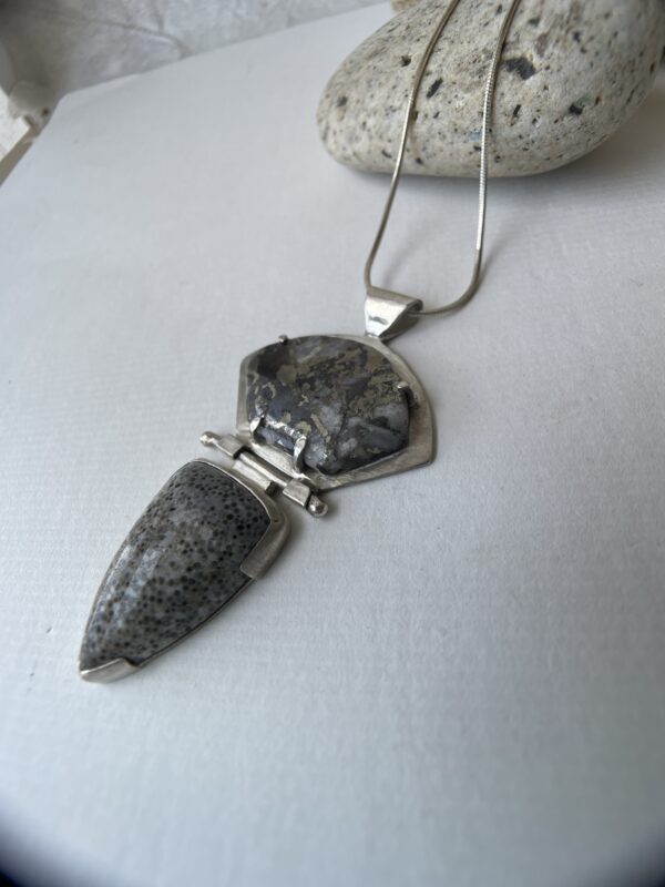 Artemis Goddess Necklace Pyrite Quartz fossil necklace