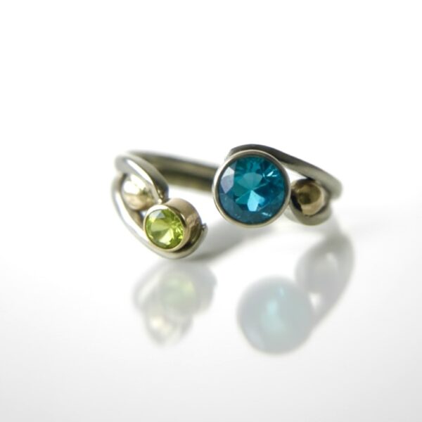 Ocean Goddess 14k Ring Natural Zircon and Peridot