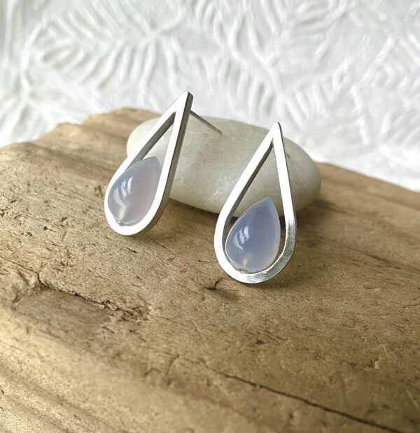 Minimalists Dewdrop Post Style Earrings Sterling gemstone drop