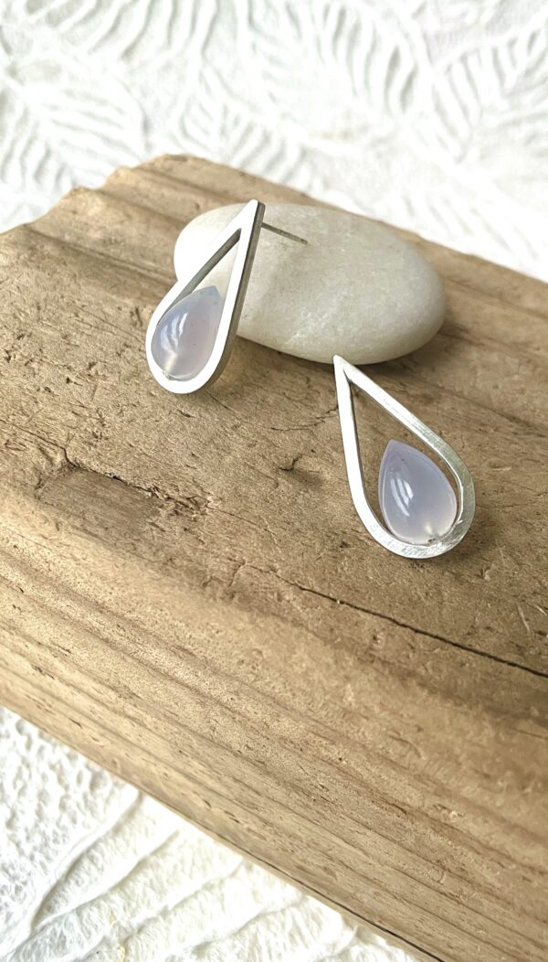 Minimalists Dewdrop Post Style Earrings Sterling gemstone drop
