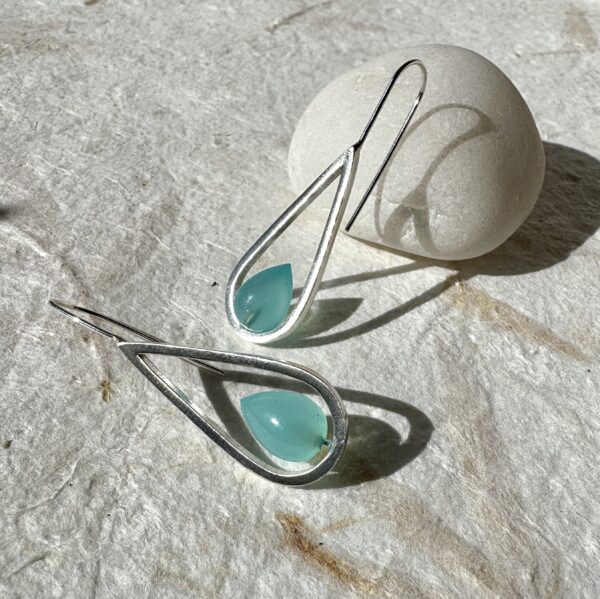 Soul Drops Chalcedony Minimalist Teardrop Earrings