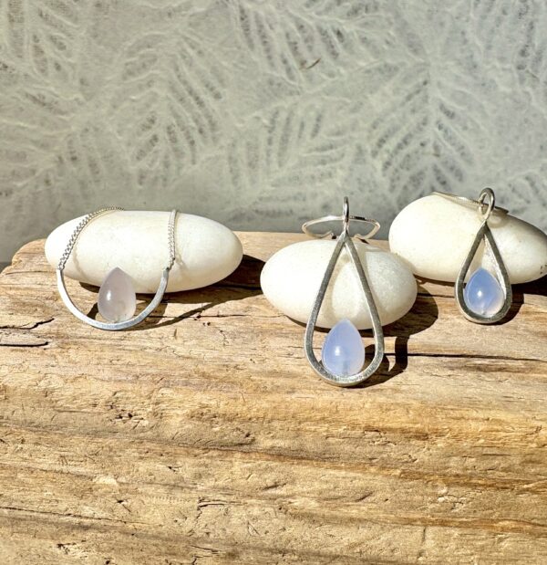Soul Drops Chalcedony Minimalist Teardrop Earrings