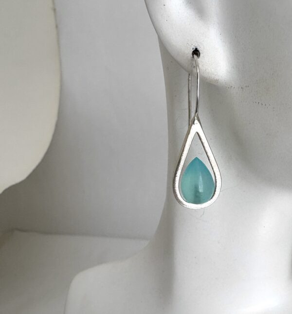 Soul Drops Chalcedony Minimalist Teardrop Earrings
