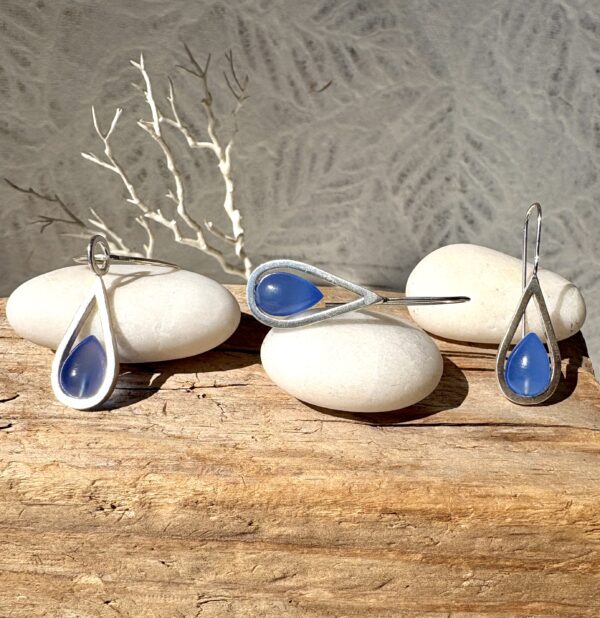 Soul Drops Chalcedony Minimalist Teardrop Earrings