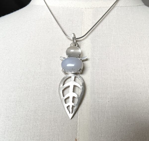 Open Leaf Necklace sterling chalcedony