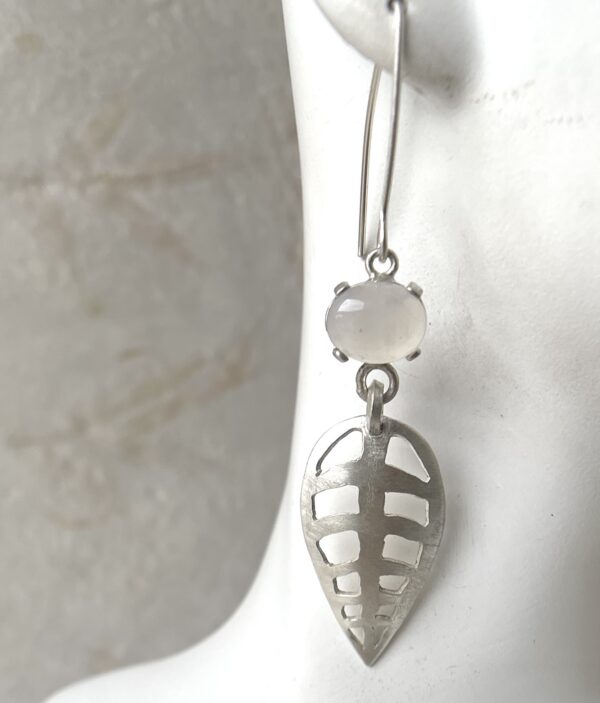 Open Leaf Earrings sterling chalcedony