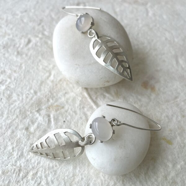 Open Leaf Earrings sterling chalcedony