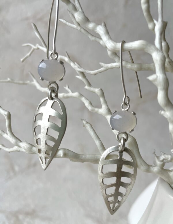 Open Leaf Earrings sterling chalcedony