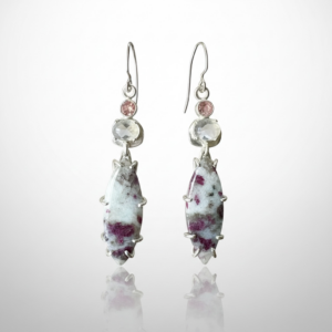 Rubellite, Pink Tourmaline and Moonstone Earrings Feature