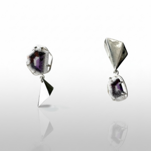Asymmetrical Atomic Amethyst Earrings Feature