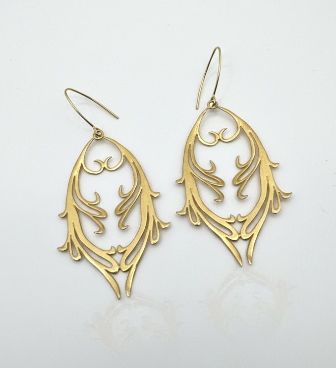 Double Angel Wing Earrings 18k Gold over Sterling
