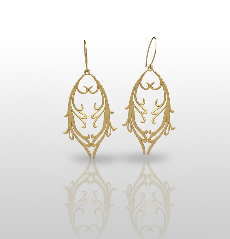 Double Angel Wing Earrings 18k Gold over Sterling