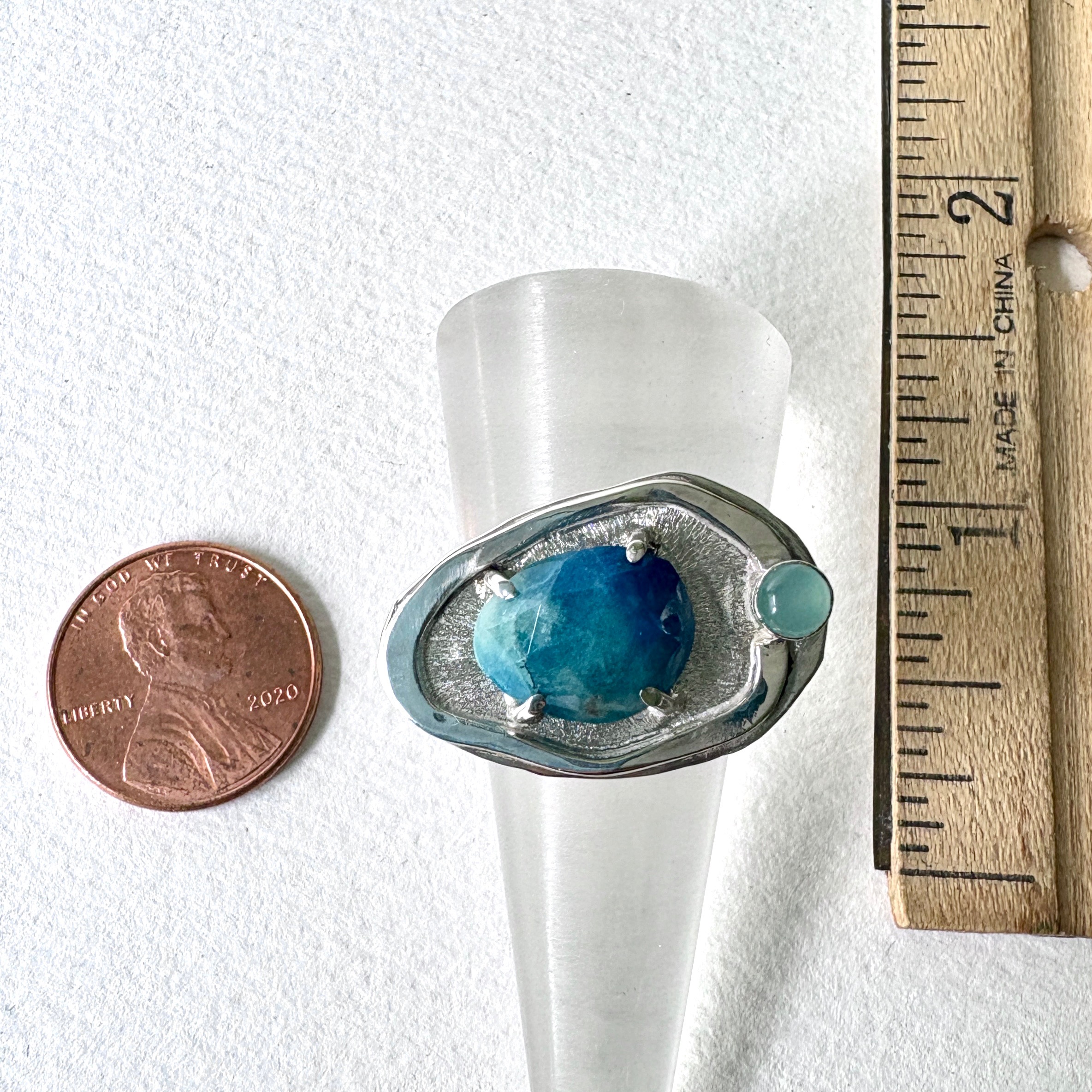 Amazonite and Chalcedony Nurture Ring measure