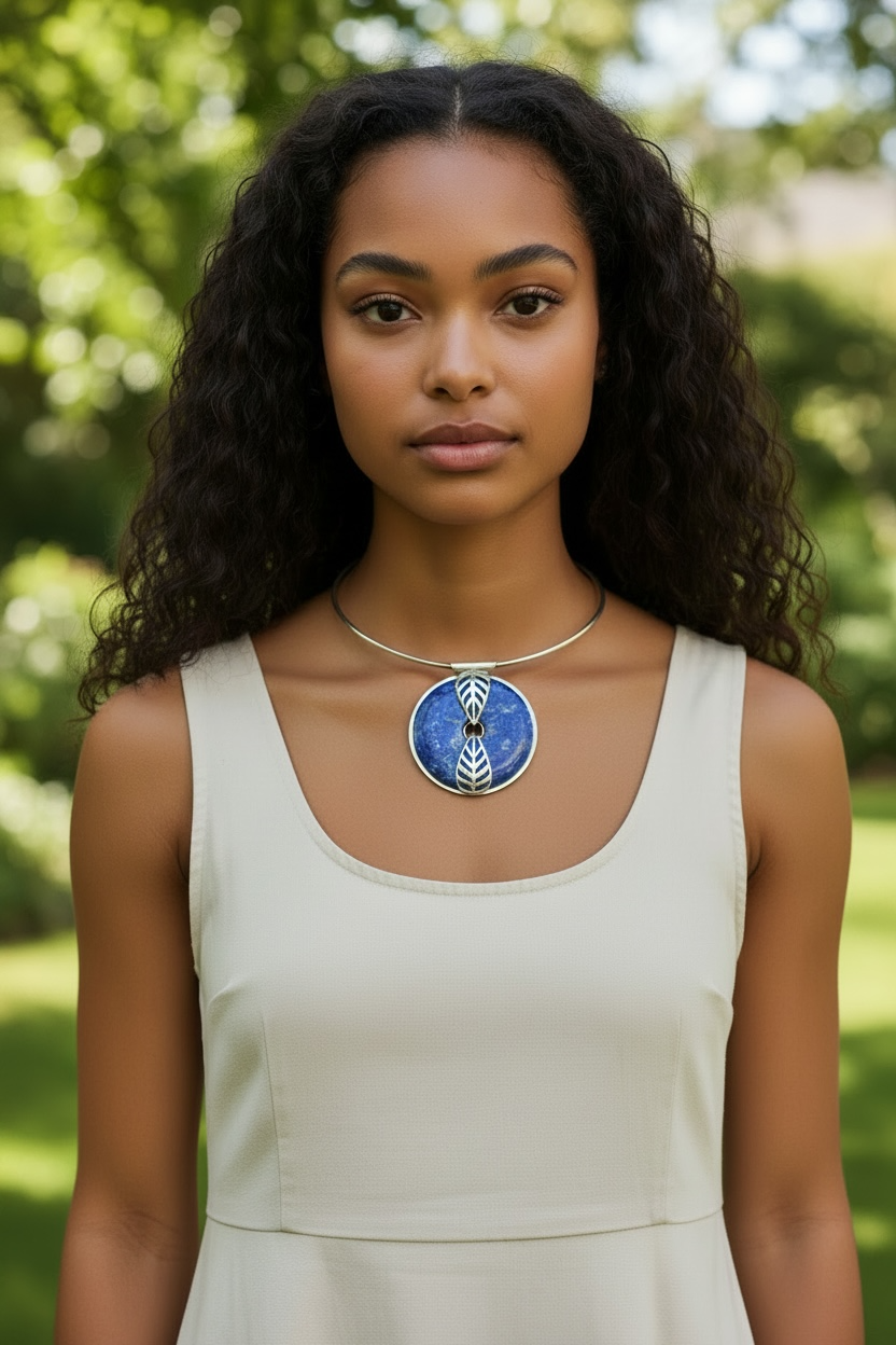 The Athena Necklace - Lapis Lazuli model