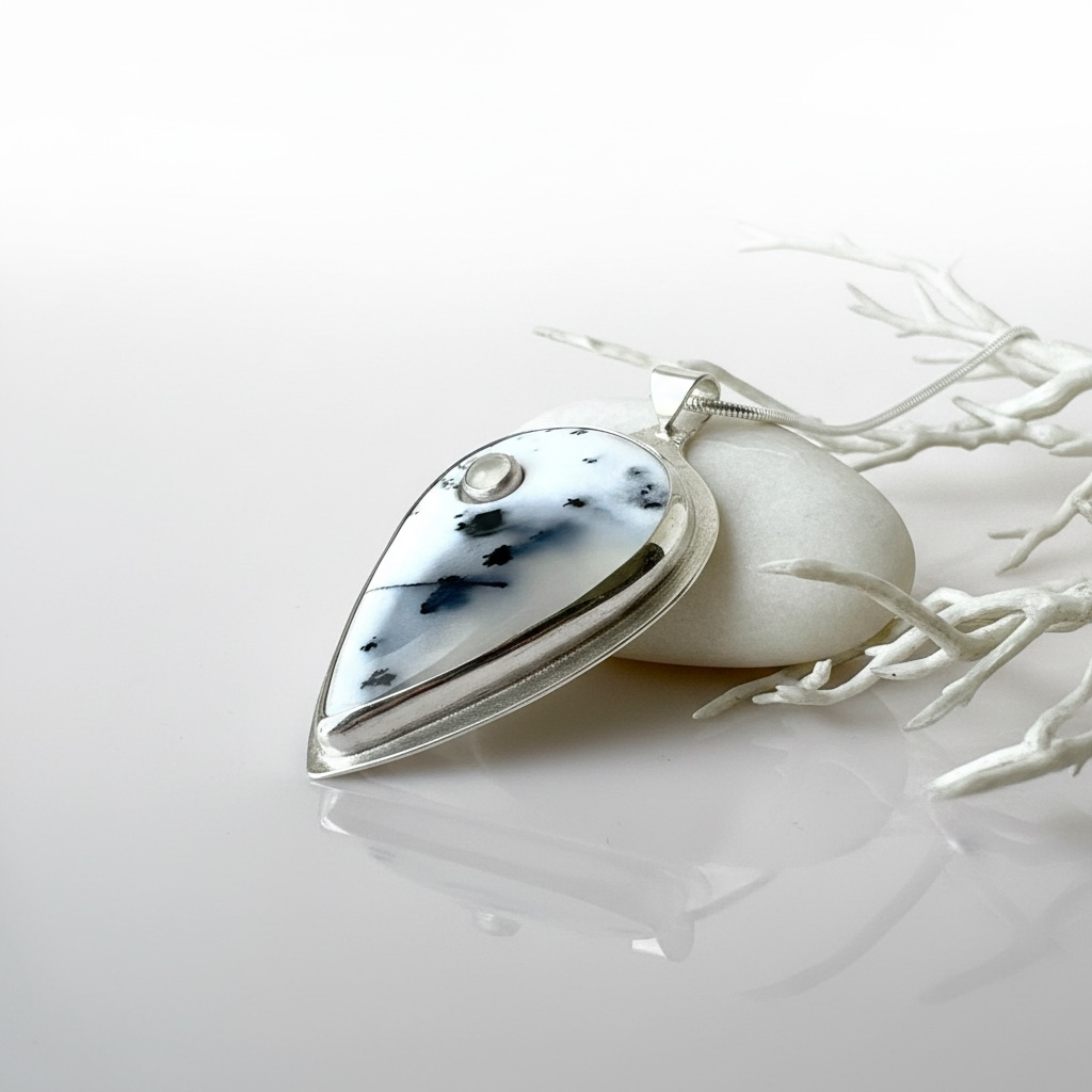 Goddess Artemis Necklace - Dendritic Opal, Moonstone
