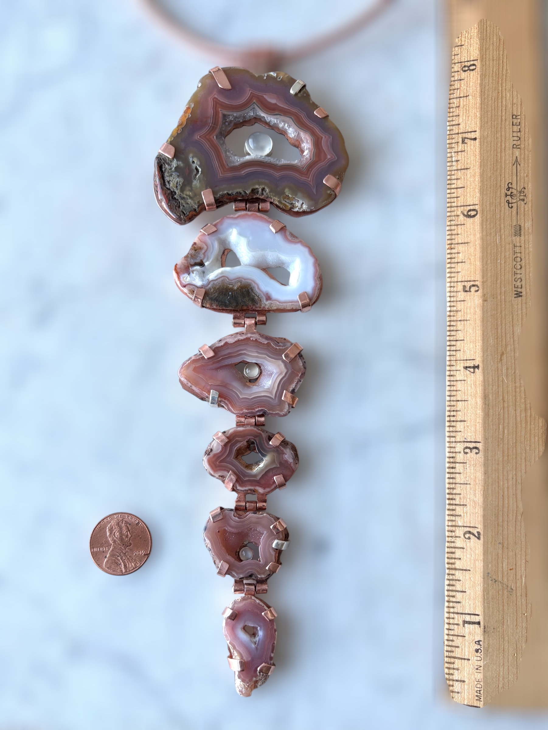 The Luna Necklace - Agate and Moonstones measure