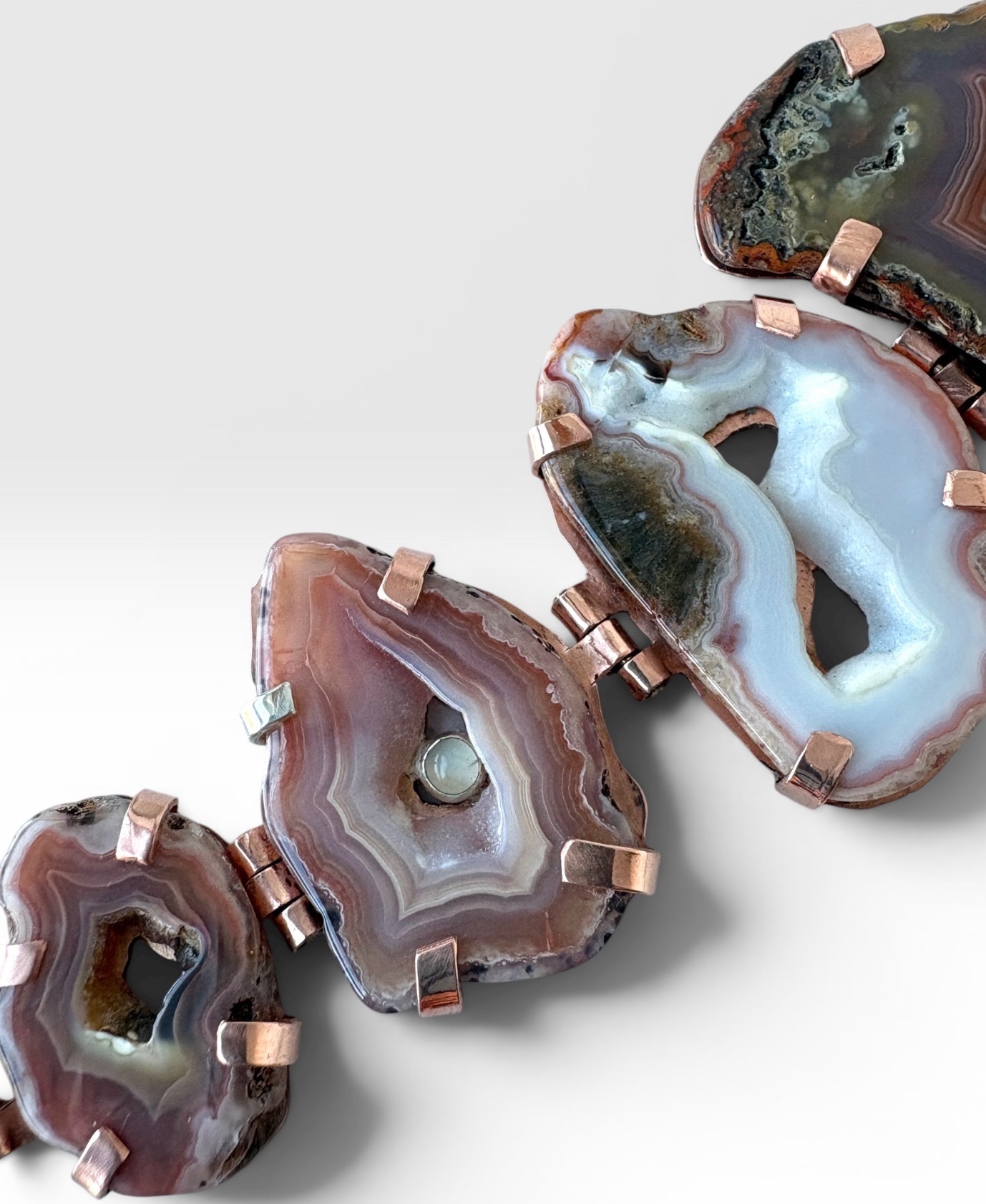 The Luna Necklace - Agate and Moonstones detail
