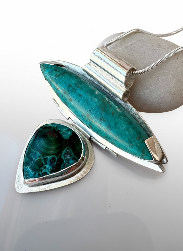 Goddess Isis Necklace - Turquoise, Azurite detail