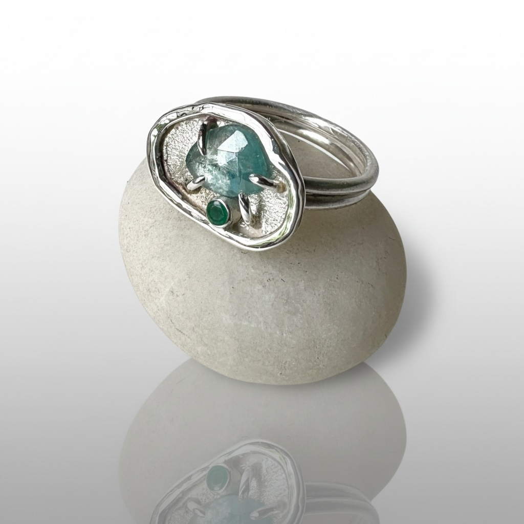 Blue Topaz Emerald Nurture Ring