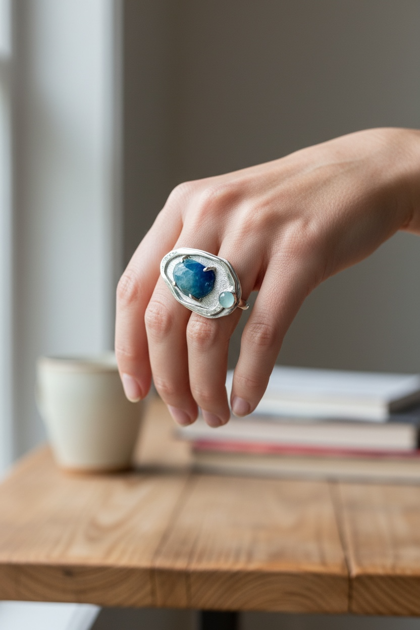 Amazonite and Chalcedony Nurture Ring model