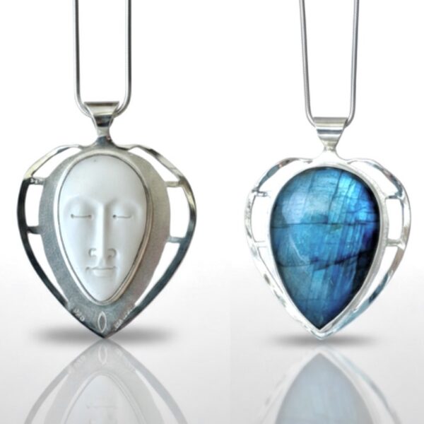 Goddess Galene Necklace - Labradorite, Bone feature
