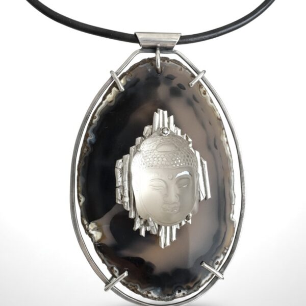 Radiant Buddha Necklace - Agate Quartz feature
