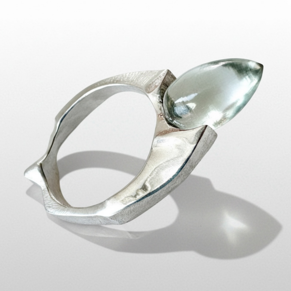 Sculptural Green Amethyst Ring feature